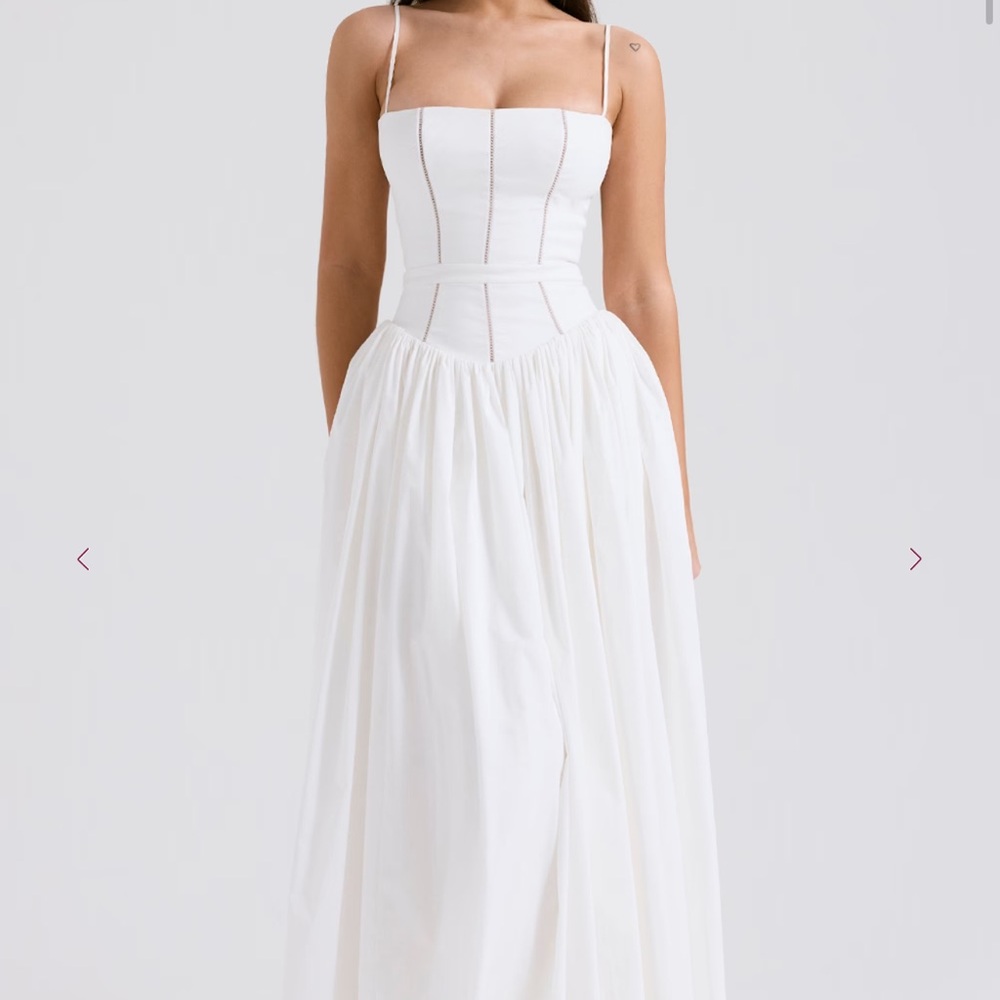 Ysabella House of CB White Pleated Sundress Spaghetti Strap